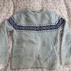 J. Crew Purple and Oatmeal Crewneck Merino Wool Sweater